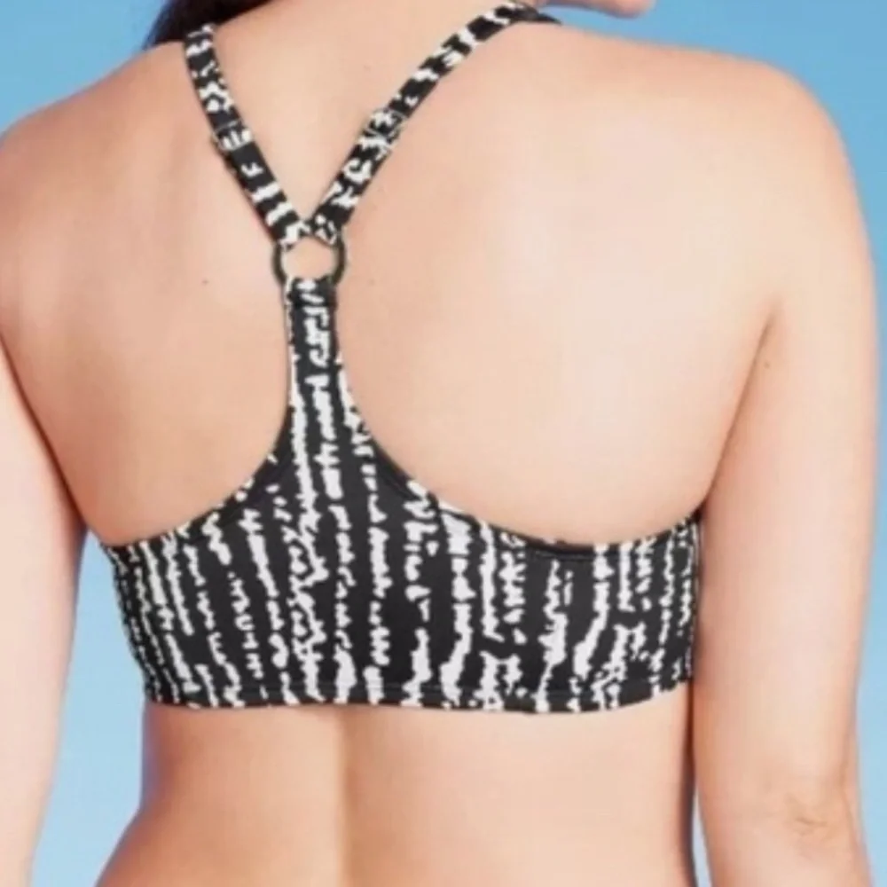 New Kona Sol Women’s High Neck Bikini Top Black Cream Beige Size XL NWT